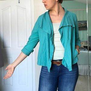 Lucy turquoise blazer with hand pockets